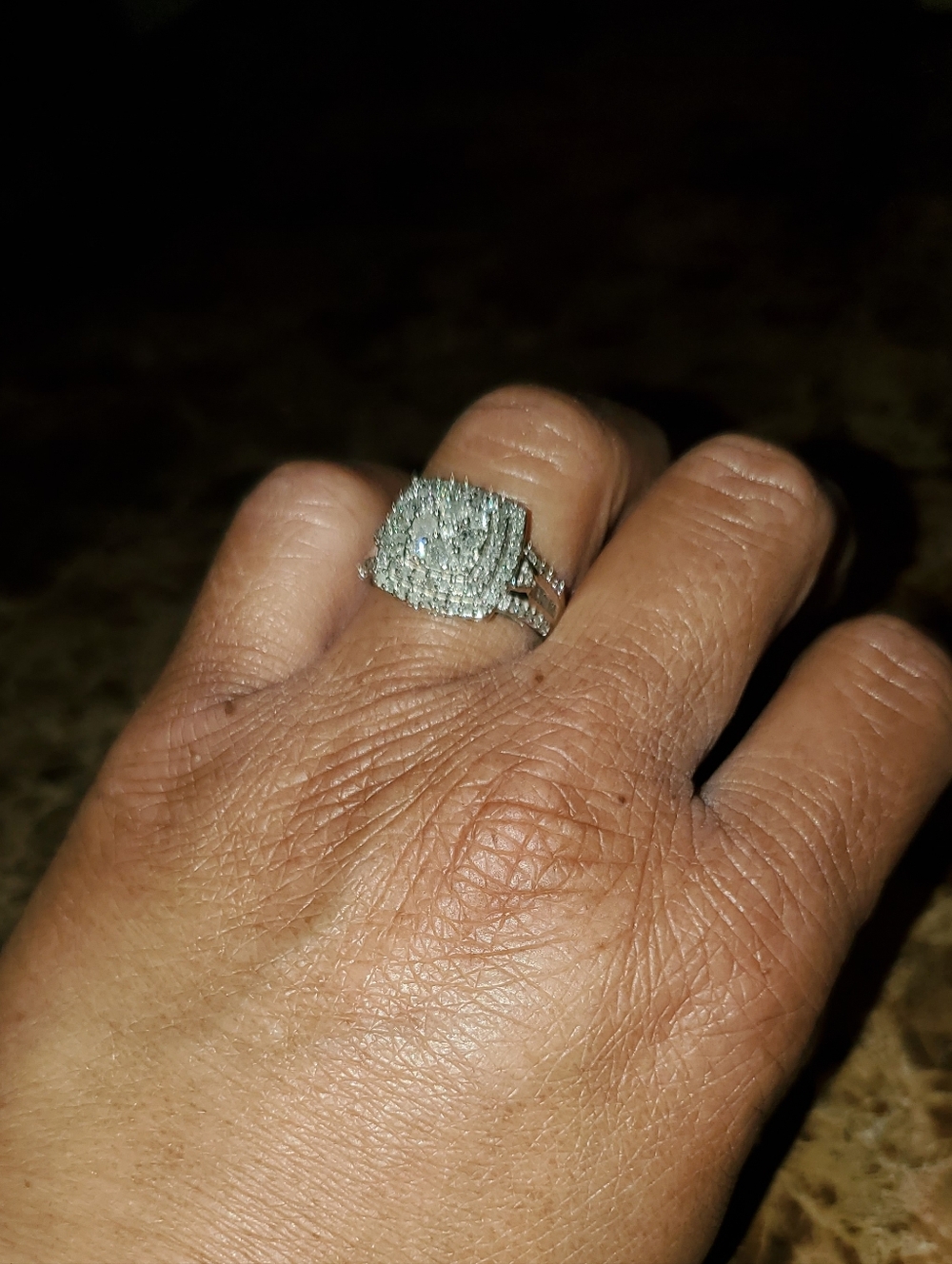Sterling Silver Halo Engagement Ring - White